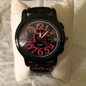 Da Vanci Heart Design Watch - Black Leather Band - New